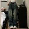 Women's Jeans Harajuku Vintage Drawstring High Waist Loose Jeans 2023 Autumn Pants Winter Womens Y2K Wide Leg Baggy Streetwear Denim Trouser 240423