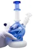 GB079 Colorful Glass Water Bong Dab Rig Smoking Pipe About 21.5cm Height Bubbler Bongs 14mm Male Dome Bowl Down Stem Dropdown 3 Models