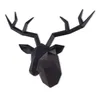 Deer Head Sculpture Animal Statue Figurines Wall Hanging Creative Elk Art Antlers Statuette for Office Decoration Mount 240425