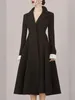 Sıradan Elbiseler BZVW Ofis Lady Suit Kadınlar İçin Uzun 2024 Kış Mizaç Moda Kontrast Renk Kılıf Elbise Kadın