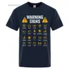 남성용 티셔츠 주행 경고 표시 101 자동 기계공 선물 드라이버 재미있는 프린트 티셔츠 패션 캐주얼 큰 크기 티셔츠 면화 남성 Teesl2404