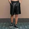 Herren Shorts Club Wear Style Männer lässig Faux Leder Kordelstring mit Taschen Weitbein Streetwear Sommer für