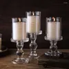 Titulares de vela Nordic Glass Holder com cobertura para a TEALight Candlestick Decoração de Crystal Pillar Stand Candelabra
