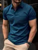 Heren Polos 2024 Men Korte Zomer LPOLO-shirt Fashion Pocket Pure Color T-Shirt Ademende feestkleding Top