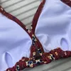 Kobiety bikini strojów kąpielowych seksowne brązowe kwiatowe druk sznur halter trójkąt mikro stringi strojów kąpielowych Kosze Kąpiel Bikinis Mjer