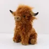 Animales de peluche rellenos 29 cm Simulación Kaii Highland Highland Animal Plush Muñeca Soft Boothled Highland Phating Feathing Juguete Kyloe Flushie Regalo para niños