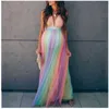 Moderskapsklänningar sommar bomullsgas graviditet klänning lapptäcke gravida kvinnor ärmlösa mode för fotografering