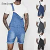 Summer Jeans Demin Pants Mens Rompers Shorts Plagg Fashion Strappy Playsuits Men Clothing Onesie Male Overalls 240410