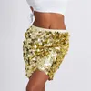 Skirts Puloru Women's Sequins Mini Skirt High Waist Shiny Glitter Belly Dance Short Clubwear Festival Costume Street Wrap