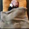 COUVRES SEMBLANTS NOM Personnalisé Bénébre de bébé brodé de nouveau-nés Born Bordue Swaddles Soufflement en coton en tricot en coton Treat