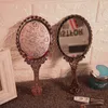 Mirrors 1pc Vintage Floral Handle Cosmetic Mirror Portable Handheld Lace Mirror Plastic Handle Small Round Mirror WomenS Makeup Tools