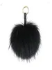 Keychains y Real Fur Ball Keychain Puff Craft DIY Pompom Black Pom Keyring Uk Charm Women Bag Accessories Gift Smal224754477
