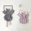 Kleidungsstücke Babykleidung karierte T-Shirts und Baumwollbloomer 2pcs Sets Trun-Down-Kragen Kleinkindanzug koreanische Kleinkind Outfits H240425