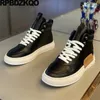 Scarpe casual piatti stivaletti ad alto top hip hop skate rotonde uomini atletici allacciati allenatori stivali da sneaker in gomma sportiva