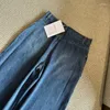 Женские джинсы Классическая ретро -прямая нога с большими карманами широкие ноги и укороченные брюки с высокой талией стильные удобны