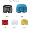 Underpants Mens Sexy Mesh U-convex Boxer Briefs Thin Low Rise Transparent Underwear Nylon Pouch Panties Sheer Breathable Shorts