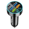 66W Suporte Super Fast Charging 6 em 1 Carro de tensão de várias portas com veículo Digital Display Charger de telefone móvel para iPhone 15 14 Plus 13 12 11 Samsung S24 S23 Xiaomi