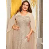 Gelegenheitskleider Frauen 2024 Elegant Vestido de Festa gegen Neck Damen Champagner Paillettenabend Cocktail Prom Party Long Maxi 3xl