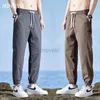 Calça masculina 2024 Summer algodão calça de corredor de algodão homens cargo casual hip hop fino harajuku harém coreano cintura elástica trabalho calça de moletom de calça masculina d240425