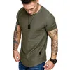 Męskie koszulki z krótkim rękawem koszula uliczna streetwear Hip Hop Summer T Shirt Men Longline Curved Hem Fitness