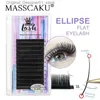 False Eyelashes MASSCAKU Elliptical Flat Double Headed Eyelash Extension Semi Bonded Cashmere Density Dark Blended Length 0.15/0.2/0.25mm Eyelash Q240425