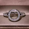 Bandringar 2019 Simple Round White Zircon Ring for Women Manual Mosaic Wedding Party Engagement Rings Fashion Jewelry Gift H240425