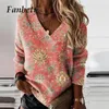 Women's T Shirts Office Graphic Tees Pullover Vintage V-Neck Loose Autumn Women Clothing Winter Long Sleeve Commute Bluses Sweatshirt