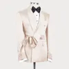 Abiti da uomo Scialle di moda Sciame Lavana con uomo con cintura Elegante Solid Party Banquet Coat Slip Formale Chic Groom Wedding Tuxedo Blazer Blazer