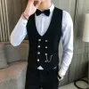 Chalecos ÚLTIMO DOBLE PERRADO Men Aad Vest Botón de oro Botón Slim Fit Best Man Boda de boda Camiseta Formal