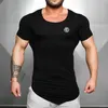 T-shirty męskie Summer Bawełna oddychająca z krótkim rękawem T-shirt siłownia sportowy trening mięśni koszule męskie Mens Fit Fashion Nieregularny rąbek TEESL404