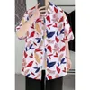 2023 Zomer Nieuwe oversized Loose Loose Short Sleved Shirt T-shirt Versatiele bloemenstof T-shirt-P35