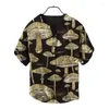 Men's Casual Shirts Golden Mushroom Style V-neck Short-sleeved Shirt Foreign Trade Fashion Loose T-shirt Bamboo Linen Top