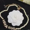 18K Gold plated Brass necklace Fashion women Designer Pendant Crystal Diamond Pearl Alphabet necklace Luxury wedding jewelry accessories