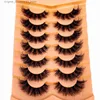 False Eyelashes New 7 pairs of eyelash makeup soft and fluffy 3D mink leather fake eyelashes thick handmade curled artificial natural tools Q240425