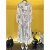 Tasarımcının Yeni Büyük Boyu Uzun Etek Elbise Yaz Sonbahar Kadın Elbisesi Gevşek Baskı Pileler Orta Belli Baskılı Etek Boho Q3 Stil