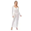 Backless Hollow out Crochet Beach Long Robe Sexy's Sexy See-Through Man Sleeve V Neck Wrap Bodycon Body Bikini Cover-ups