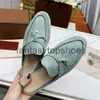 Loro Piano LP Pantoffeln Frauenschuhe für Kleiderschuhe offener Zehen klassisch klassisches Sandalen Sleber Schuhe Frauen Flat Slides Slipper Designer Luxus High Elastic Be