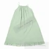 Girls Falbala Hem Cotton Dresses Dresses Kids Kids Dew Spalla Principessa vestiti estivi per bambini abiti da spiaggia Z7871