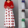 Sukienki swobodne marszczenie patchwork maxi sukienka wysoka talia v