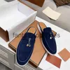 Loro Piano Lp Kadınlar İçin Lor Terlikli Ayakkabılar Açık Ayak Tip Klasik Sandalet Loafers Ayakkabı Kadın Düz Slides Terlik Tasarımcı Lüks Yüksek Z6ZT# 25MF