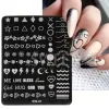 Art Love Heart Stamping Plates Valentines Nails Template Image Romantic Flower Line Letter Printing Stencils Nail Accessories SASW