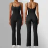 Jumpsuits voor dames rompers Sless Bodysuit dames bodycon één stuk jurk vierkante halslijn casual t-shirt playsuits een stuk top flare broek playsuits y240425