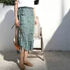 Signe Summer Green Floral Skirt femminile femminile Chiffon High Waist Ruffles Fairy Retro Casual Beach Female Faldas 2024