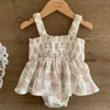 Rompers Adorables filles volants Robe Rober Tutu 2024 STRAP STRAP JUMPSUISS