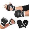 Équipement de protection 1 paire de gants de boxe de demi-doigts noirs PU Cuir Combat Kicking Boxing Gants Karate Muay Thai Training Gants 240424