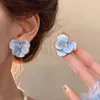 Bengelen kroonluchter vintage blauwe druppel geglazuurde bloemenstudie oorbellen voor vrouwen elegante zoete bloemblaadje temperament oorbellen sieraden bruiloft cadeau
