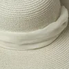 Kvinnor vit 25 cm överdimensionerad solhatt mjukt sidenband tie bred grim diskettjätt strandstrå sommar kuntucky derby cap 240415