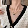 Colliers pendants Fashion européenne et américaine Simple Square Blue Bijoux Collier Tempérament Luxury Luxury En acier inoxydable Chaîne de clavicule