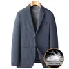 Herenpakken Mannen Down Lining Blazer Jacket Business Casual Autumn Winter Warm Dikke dikke outderterse jaspak Winddicht