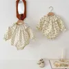 Rompers babymeisjes kleren ruches kraag babymeisjes kleding baby outfit lange mouw H240425